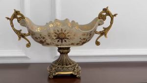 Đĩa đựng hoa quả họa tiết hoa tân cổ điển CB39-DQ