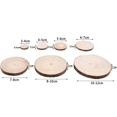 Mảnh Gỗ Thông Tự Nhiên 3-12cm Hình Tròn Chưa Hoàn Thiện Có Vỏ Cây Dùng Làm Đồ Thủ Công DIY Trang Trí Đám Cưới Vẽ Tranh - 3-10 Cái/túi
