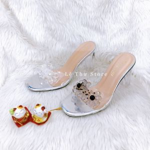 HOÀN TIỀN 15% - Guốc dép nữ 5 7 9 phân quai trong kết hoa pha lê LT (D013)