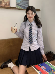 Áo Sơ Mi Nữ Dài Tay Ôm Vừa Vặn Thời Trang Công Sở Mùa Thu 2024 Áo Sơ Mi Nữ Dài Tay Kẻ Sọc Phong Cách Đại Học Mới