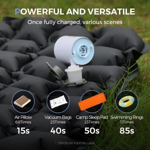 FLEXTAIL Portable Air Pump Mini Camping Pump with Light USB-C Charging Ideal for Sleeping Pads Air Bed Mattress Vacuum Bags