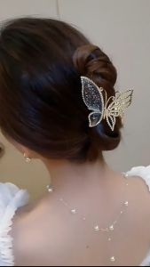 F4 Jepit Rambut Korea Bahan Alloy 7.3cm Bentuk Kupu Kupu Elegan Jedai Logam Mewah Butterfly HCM008
