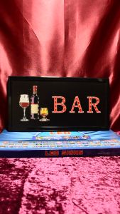 ป้ายไฟ LED รูปสัญลักษณ์ Bar พร้อมไฟ LED ประหยัดพลังงาน แบบเสียบปลั๊ก สำหรับร้านอาหาร/バー