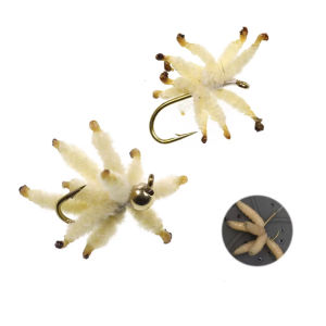 8PCS Size #10~#20 Ultra Maggots Nymph Maggot Cluster Fly for Trout Carp Perch Fishing Artificial Worm Insect Baits
