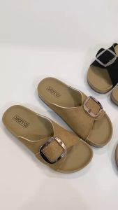 YOTO Sandals For Women Casual Fabric Leather With An Adjustable Strap Comfortable Round Toe Thick Outdoors Slippers.
