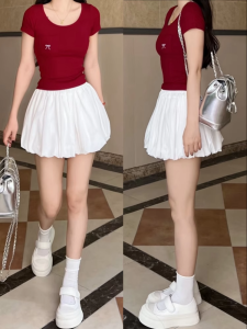 Váy Ngắn Chữ a Màu Trắng Cho Nữ Mùa Hè Váy Ngắn Bồng Cỡ Lớn Váy Dài Nửa Thân Họa Tiết Hoa Xếp Ly Cao Cấp Thoải Mái Thường Ngày