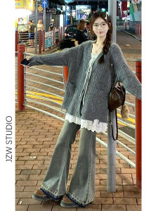 American High Street Loose Wide Leg Jeans Womens Autumn New High Waist Slimming Hot Girl Versatile Floor-Length Pants