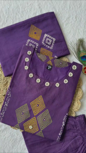 [PRE ORDER : 10 DAYS] Designer Mirror Work Cotton Kurti Set in Purple | 100% Pure Cotton | 2026 Collection _ 393