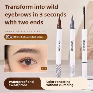 [South Korea Hot Sale] Double-Headed Wild Eyebrow Hair-Styling Eyebrow Cream Three-Dimensional Hair-Styling Waterproof Sweat-Proof Extremely Fine Water Eyebrow Pencil