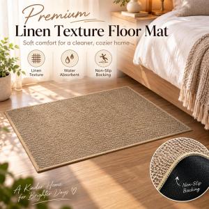Linen Texture Floor Mat Soft Comfortable Non Slip Water Absorbent Doormat Carpet Kitchen Bathroom Floor Rug Modern Home Decoration Anti Slip Mat
