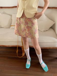 Slimming Short Skirt with Embroidered Vintage Chinese Design High Waist A-Line Half Body Skirt for Women Summer New Arrival