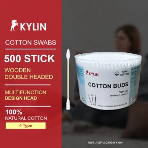 KYLIN Premium Organic Cotton Swabs 100pcs - Gentle for Makeup & Baby Care Multi-Use Travel Pack