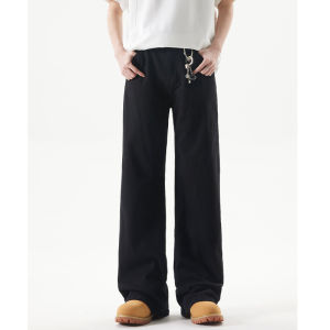 Quần Jeans Nam Ống Thẳng Màu Đen Phong Cách Mỹ Cạp Cao Thường Ngày Quần Dài Mùa Hè Thường Ngày Không Có Thương Hiệu