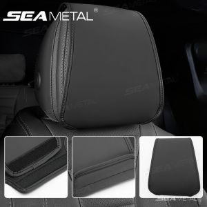 SEAMETAL Car Seat Headrest Protect Cover Storage Pocket PU Leather Durable Car Neck Pillow Case Cars Dustproof Scratch-resistant Universal