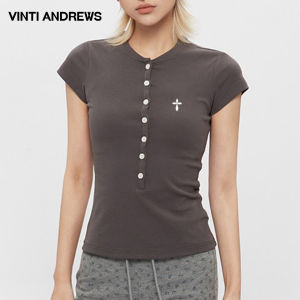 Slim Fit Half Open Collar Women T-shirt