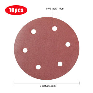 9 Inch 6 Holes 225 MM Wall Sanding Discs 40-2000 Grit Flocking Sandpaper Orbital Sander Hook and Loop Sand Paper Polishing Tools