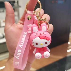San Rio Ed keychain Ku ROM i keyring cartoon toy backpack PVC pendant women bag accessories girls