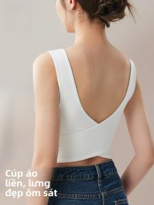 MiiOW | Áo ba lỗ hở lưng sâu V Catwoman dành cho nữ mùa xuân hè gợi cảm vai rộng cổ vuông có đệm ngực tự thân áo chống ánh sáng