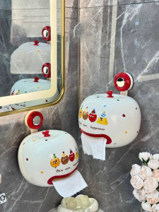 Luxury Suction Cup Toilet Paper Storage Box Wall Mounted Bathroom Organizer No Drilling Required Convenient Pull out Design