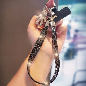 ZHENGEGE | Luxury Crystal Bear Charm Phone Wrist Strap