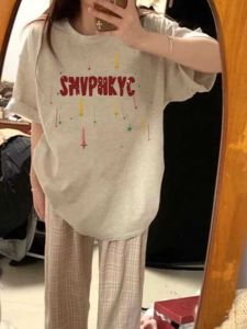 Heavyweight Pure Cotton Short Sleeve T-Shirt Women Summer New Loose Design American Shoulder Half Sleeve Top Comfortable Fit