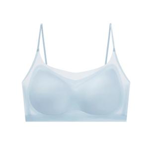 HUACHENGSHI | เสื้อชั้นในผ้าไหมน้ำแข็งบางเฉียบสำหรับผู้หญิงในช่วงฤดูร้อน ไร้ตะเข็บ ระบายอากาศได้ดี สายเดี่ยว ทรงเกาะอก ชุดชั้นในกีฬา แผ่นเสริมหน้าอก