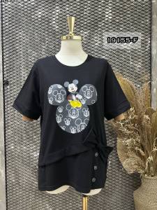 ATASAN KATUN SPANDEX PITA+KANCING LENGAN PENDEK LD 102 FIT XL MM 19155-F MISSMODE SVL