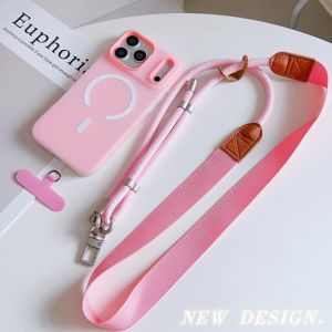 Universal Lanyard Case For iPhone 18 Pro Max 17 14 12 13 15 16 Plus Magnetic Shockproof Candy Crossbody Neck Cord Strap Cover