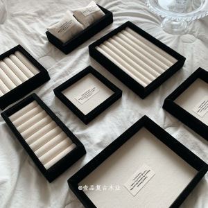 Vintage Jewelry Display Plate Necklace Earring Ring Holder Fabric Tray for Photography Jewelry Storage Organizer Box