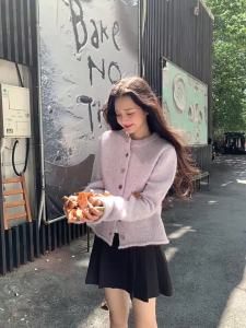 Mixd | Áo Cardigan Len V cổ Tím Thời Trang Mùa Thu Đông