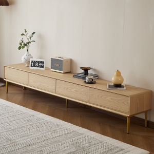 Nordic Style Solid Wood Living Room TV Cabinet Minimalist Design Modern Luxury Light Wood Color Tea Table Combination