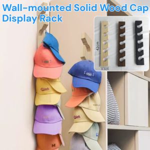 Wall-mounted Solid Wood Cap Display Rack Punch Free Hanging Hat Organizer Space Saving Baseball Cap Storage Rack 帽子收纳架