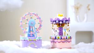 [IQ TOYS] Ferris Wheel Carousel Music Box DIY Building Blocks Assembly with Lights (710pcs)