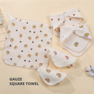 Baby Washcloths Cotton Face Towels for Newborn with Snap Clouser Baby Bib