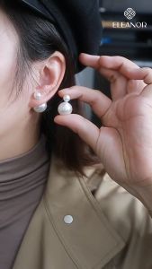 Bông tai nữ chuôi bạc 925 Eleanor Accessories khuyên tai ngọc trai nhân tạo phụ kiện trang sức 3660