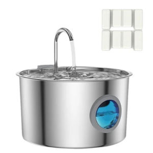 3.2L Stainless Steel Pet Water Dispenser USB Plug in Power Supply Silent Filter Cat and Dog Water Dispenser