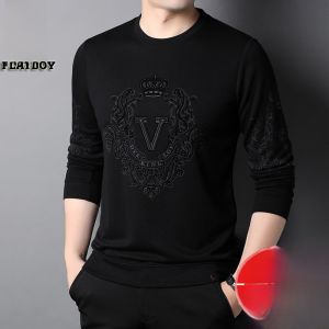 Playboy Long Sleeve T-Shirt Mens Pure Cotton round Neck Sweatshirt Spring Autumn Fashion Urban Style Anti-Wrinkle Base Shirt