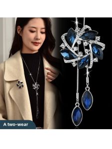 One Style for Dual-Wear Flower Sweater Chain Brooch Corsage Female Autumn and Winter Long Necklace Elegant All-Match Clothes Accessories 2023
