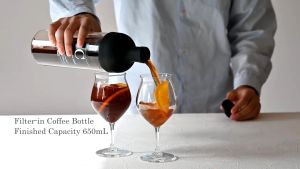 Bình cold brew cao cấp pha cà phê ủ lạnh Hario FIC 650ml màu Xám / Đen (thủy tinh + silicone)
