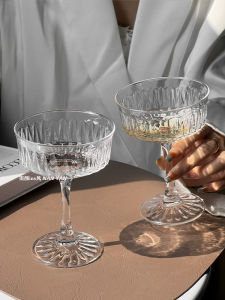 French Style High Aesthetic Value Glass Cup Champagne Cup Bar Cocktail Cup Ice Cream Dessert Cup Snack Bowl Transparent round Shape