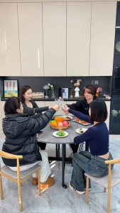 โต๊ะหินอ่อน 1.8ม./1.6ม. โต๊ะทานอาหารพับได้หินอ่อน โต๊ะกลม โต๊ะทานอาหาร 1.8ม.