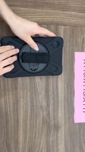 Hard Case Armor For Samsung Tab A9 8.7 inch SM-X110 SM-X115 2023 Soft Silicone TPU Cover Bumper Shoulder Hand Strap Adjustable TD753 Casing Heavy Duty Rigged Stylus Pen Slot Shock Resistant