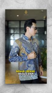 BATIK ARKANZA Kemeja Batik Pria Cowok Lengan Panjang Slimfit Premium Bahan Katun Lapis Furing INFL