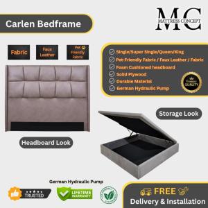 Mattress Concept Carlen Storage Bedframe Pet Friendly Fabric/FauxLeather/Fabric All Size Available