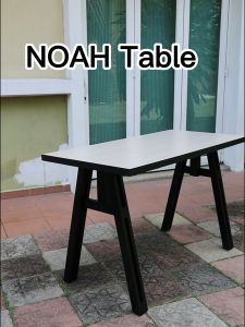 NOAH Table | made of Solid Rubberwood with EXTRA Thick Melamine Board with Itzel / Silko Leg home office student table