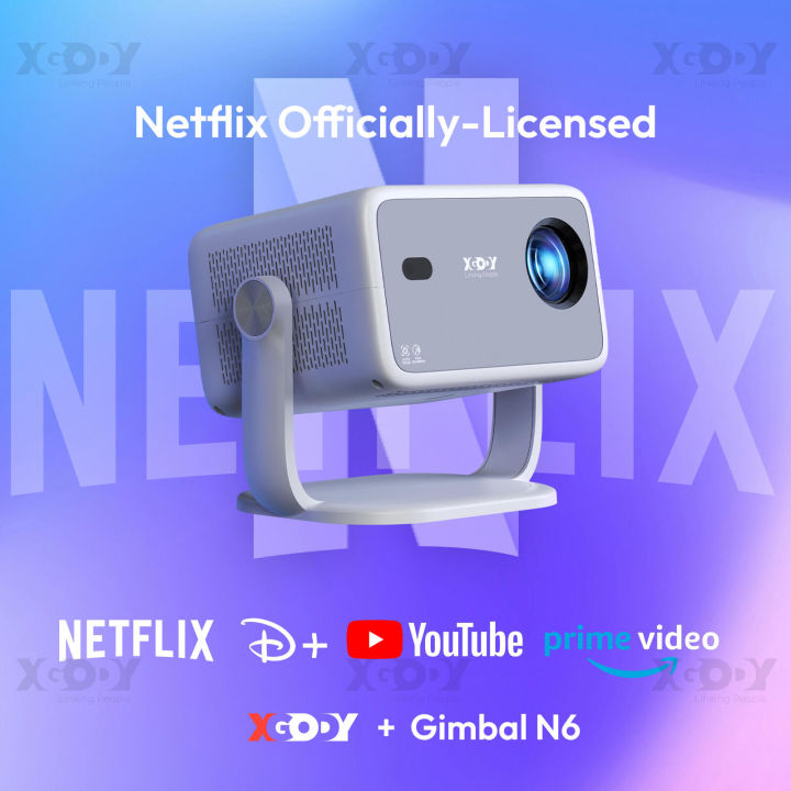 XGODY Gimbal N6 โปรเจคเตอร์อัจฉริยะ ควบคุมด้วยเสียง ระบบ Android TV หมุนได้ 180° ความละเอียด 1080P รองรับ 4K 500 ANSI ลูเมน ปรับแนวภาพอัตโนมัติ ระบบ Home Theater
