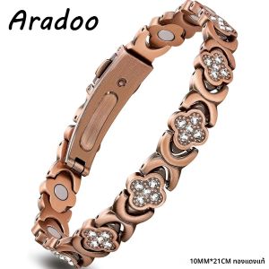 อาราดู ลัคแอนด์เลิฟ ดีไซน์อินฟินิตี้โคลเวอร์สร้อยข้อมือสำหรับผู้หญิงสร้อยข้อมือทองแดงเครื่องประดับเหล็กไทเทเนียมของขวัญ