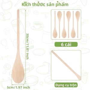 Muỗng Gỗ Thân Thiện Với Môi Trường Dùng Cho Mì Ramen Nhật Bản Dụng Cụ Nấu Ăn Nhà Bếp Muỗng Khuấy Tròn & Oval Dùng Làm Đồ Dùng Bàn Ăn