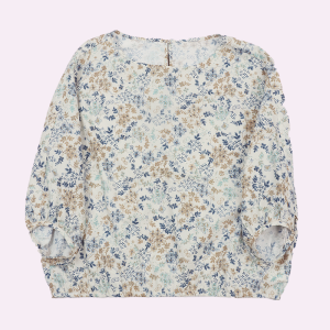 WUSEWUWEI | Original Design Loose Fit Womens Cotton Floral Print Shirt Half Sleeve Overhead Top Colorless Odorless Country Style Summer