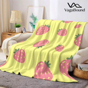 Pink Strawberry Tile Flannel Blanket Warm Soft Halloween Christmas Decorative Couch Warm Cozy All-Season Gift